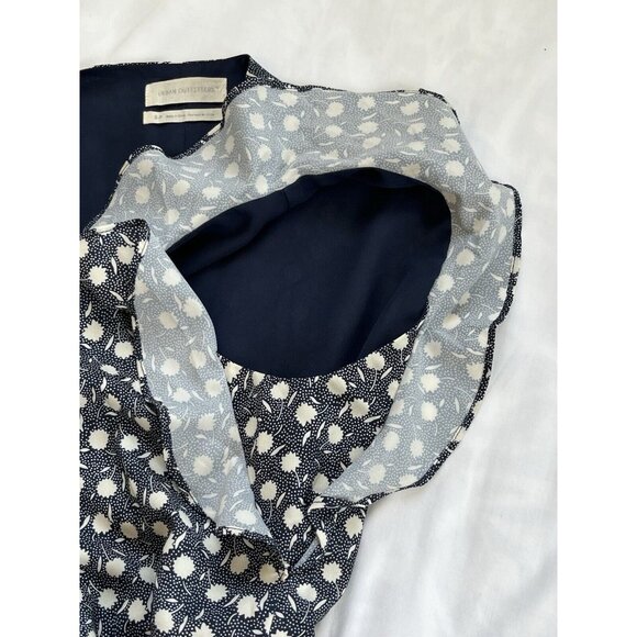Urban Outfitters Floral Wrap Dress Navy White Womens Sz‎ Small Ruffle Sleeves - Picture 5 of 13
